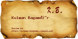 Kulman Bagamér névjegykártya